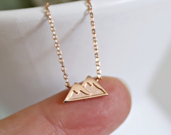 Mountain Necklace • Tiny Rose Gold Mountain Charm Necklace • Birthday Gift • Bridesmaid Gift