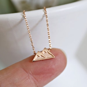 Mountain Necklace • Tiny Rose Gold Mountain Charm Necklace • Birthday Gift • Bridesmaid Gift