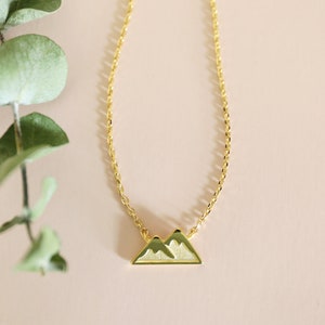 Mountain Necklace Tiny Gold Mountain Charm Necklace Birthday Gift Bridesmaid Gift image 1