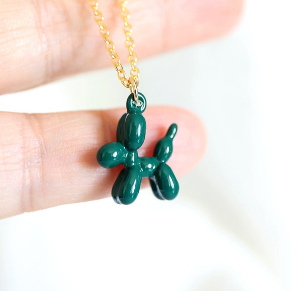 Balloon Dog Necklace • Hunter Green Poodle Balloon Dog Necklace •Animal Pendant Necklace •Birthday Gift • Graduation Gift • Graduation Gift