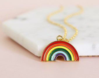 Regenbogen-Charm-Halskette • Regenbogen-Anhänger-Halskette • Geburtstagsgeschenk • Brautjungfern-Geschenk • Urlaubsgeschenk •