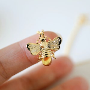 Honey Gold Bee Charm Necklace • Bee Necklace •Birthday Gift • Bridesmaid Gift • Graduation Gift • Mothers Day Gift
