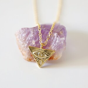 Evil Eye Necklace • Triangle Gold Evil Eye Necklace • Birthday Gift • Bridesmaid Gift • Graduation Gift • Mothers Day Gift