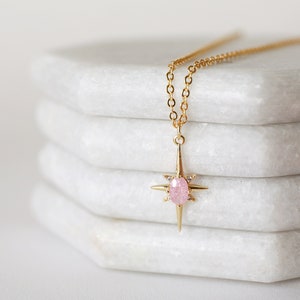 Pink Stone North Star Pendant Necklace • North Star Necklace •Birthday Gift • Graduation Gift  • Bridesmaid Gift •Holiday Gift