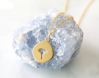 Gold Ginko Pendant Necklace • Ginkgo Necklace •Birthday Gift • Bridesmaid Gift •Holiday Gift • Graduation Gift