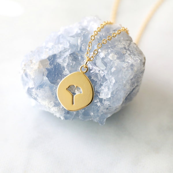 Gold Ginko Pendant Necklace • Ginkgo Necklace •Birthday Gift • Bridesmaid Gift •Holiday Gift • Graduation Gift