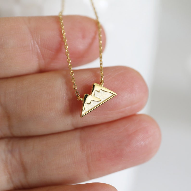 Mountain Necklace Tiny Gold Mountain Charm Necklace Birthday Gift Bridesmaid Gift image 3