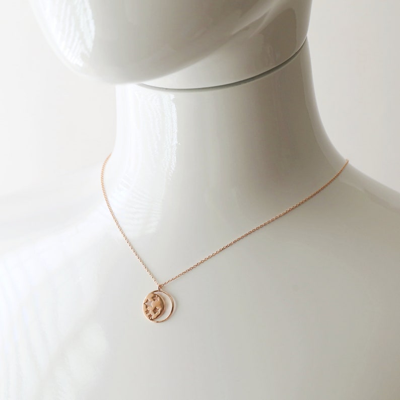 Rose Gold Moon and Star Necklace Star Necklace Moon Necklace Birthday Gift Bridesmaid Gift Graduation Gift image 7