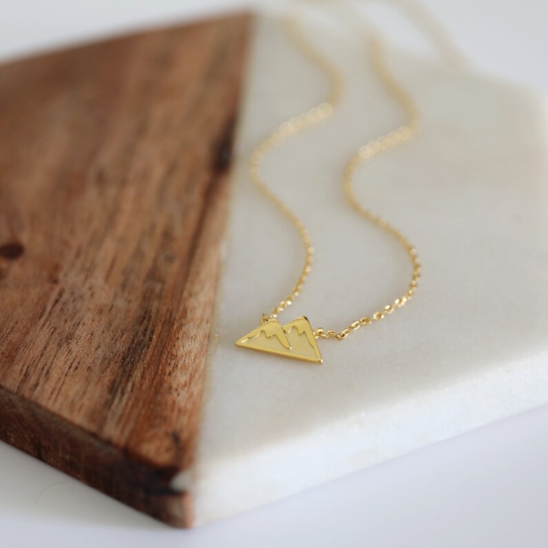 Mountain Necklace Tiny Gold Mountain Charm Necklace Birthday Gift Bridesmaid Gift image 8