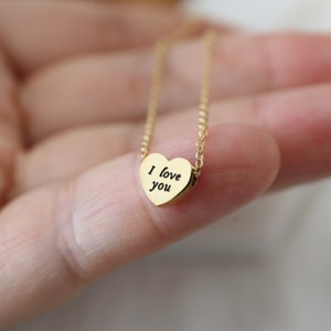 Gold Heart Necklace • I Love You Heart Necklace •birthday Gift