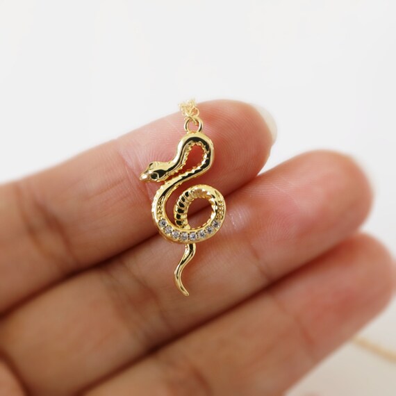 Snake Necklace Snake Charm Necklace birthday Gift Etsy