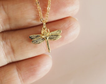 Dragonfly Necklace • Gold Dragonfly Necklace • Birthday Gift • Bridesmaid Gift •Holiday Gift