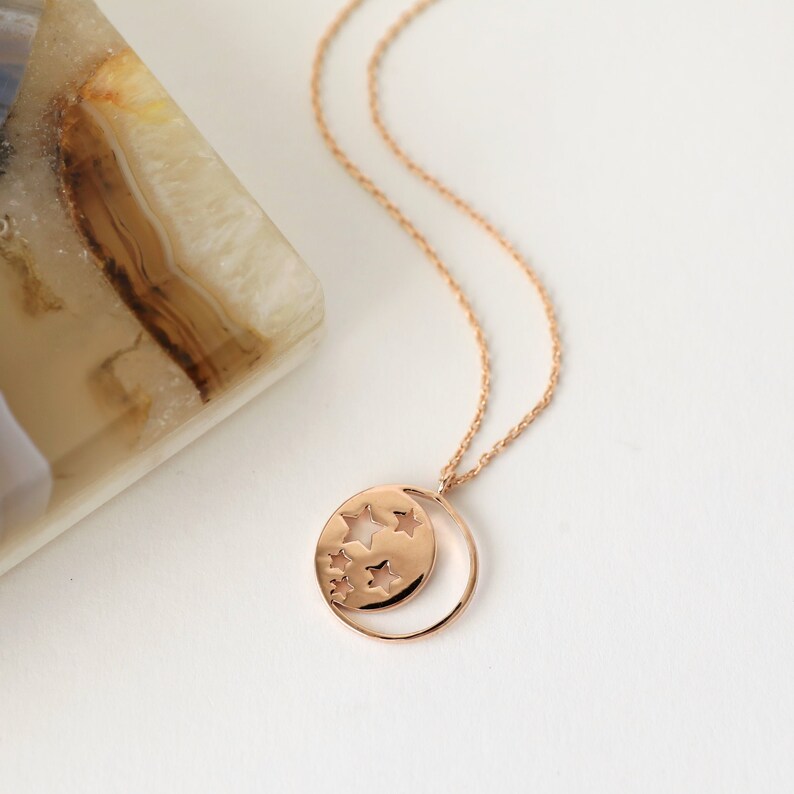 Rose Gold Moon and Star Necklace Star Necklace Moon Necklace Birthday Gift Bridesmaid Gift Graduation Gift image 4