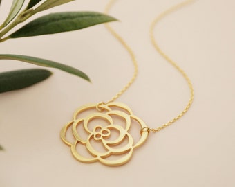 Rose Flower Necklace Flower Pendant Necklace  Birthday Gift  Bridesmaid Gift  Mothers Day Gift