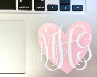 Heart Monogram Decal for Laptop | Heart Monogram Decal | Heart Decal | Monogram Decal for Laptop | Monogram | Monogram Decal for Laptop