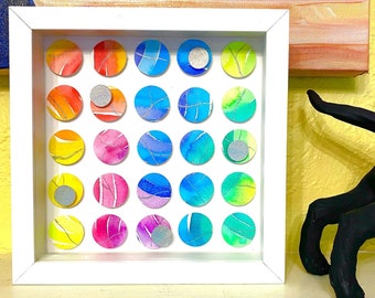 Dot Dot Dot No. 1 - Rainbow Dot Watercolor 3D Hanging Art