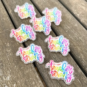 Teacher Strong -- Rainbow Watercolor Durable & Weatherproof Acrylic Lapel Pin - Teacher Appreciation Gift