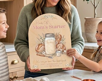 Sourdough Mothers Day Gift from Kids, Sourdough Starter Sign, Personalized Custom Name Sign