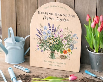 Grandma's Garden Sign, Mother’s Day Gift from Kids, Personalized Custom Floral Wooden Arch