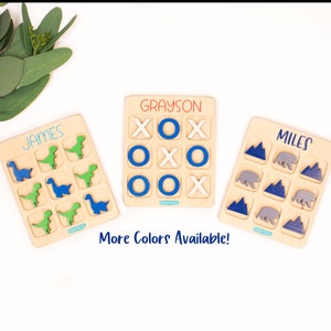 Tic Tac Toe, Gift for Kids, Birthday Present, Party Favor, Wooden Travel Game, Tic-Tac-Toe Board, Games for Kids