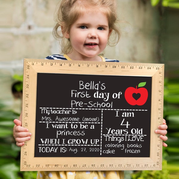 First Day of School Sign, First Day Last Day of School Chalkboard, First and Last Day, Back to School, 1st Day of Kindergarten, Preschool