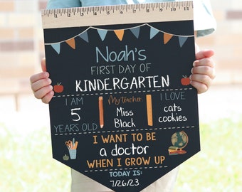 First Day of School Sign, Back to School Chalkboard, Reusable 1st Day Board, Last Day, Kindergarten, First Grade, Preschool, Ruler, BloomOwl