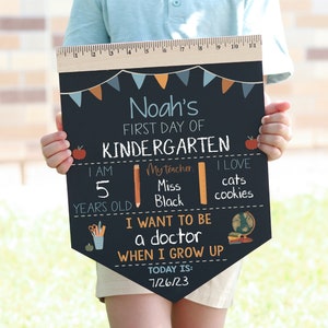 First Day of School Sign, Back to School Chalkboard, Reusable 1st Day Board, Last Day, Kindergarten, First Grade, Preschool, Ruler, BloomOwl image 1