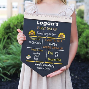 First Day of School Sign, Back to School Chalkboard, Reusable 1st Day Board, Last Day, Kindergarten, First Grade, Preschool, Ruler, BloomOwl