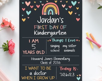 First Day of School Sign, Back to School Chalkboard, Reusable 1st Day Board, Last Day, Kindergarten, First Grade, Preschool, Ruler, BloomOwl