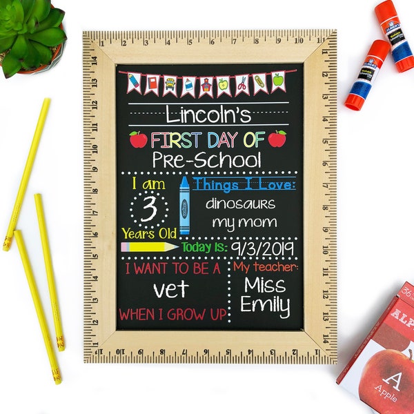 First Day Chalkboard Etsy