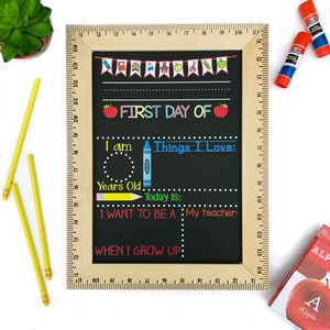 First Day of School Sign, First Day of Kindergarten Sign, 1st Day of Preschool, Back to School Chalkboard, Reusable, First and Last Day Sign image 2