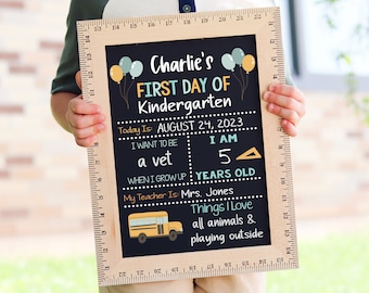 Back to School Chalkboard, First Day of School Sign, Reusable 1st Day Board, Last Day, Kindergarten, First Grade, Preschool, Ruler, BloomOwl