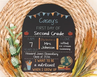 First Day of School Sign, Back to School Chalkboard, Reusable 1st Day Board, Last Day, Kindergarten, First Grade, Preschool, Ruler, BloomOwl