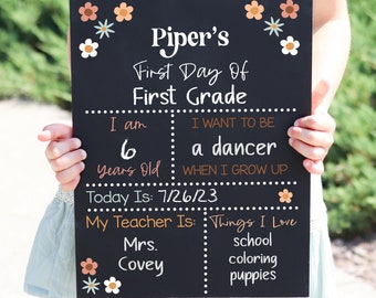 First Day of School Sign, Back to School Chalkboard, Reusable 1st Day Board, Last Day, Kindergarten, First Grade, Preschool, Ruler, BloomOwl