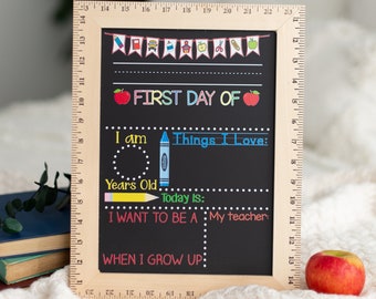 First Day of School Sign, First Day of Kindergarten Sign, 1st Day of Preschool, Back to School Board, Reusable, First and Last Day Sign