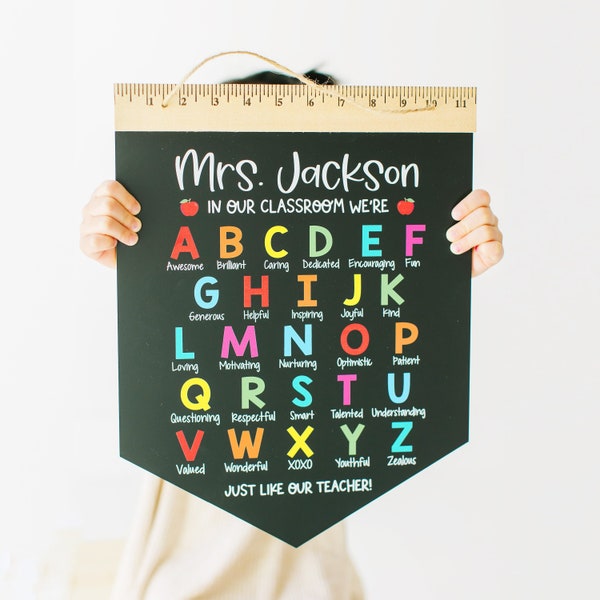 Teacher Appreciation Gift, Name Sign, End of Year Teacher Gift, Personalized Teacher Thank You, Appreciation Week, Chalkboard Ruler Sign