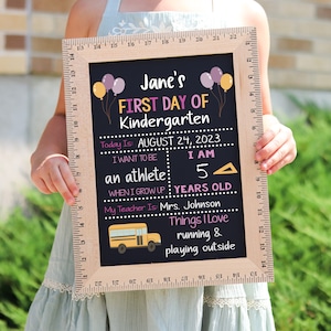 First Day of School Sign, Back to School Chalkboard, Reusable 1st Day Board, Last Day, Kindergarten, First Grade, Preschool, Ruler, BloomOwl