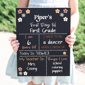 First Day of School Sign, Back to School Chalkboard, Reusable 1st Day Board, Last Day, Kindergarten, First Grade, Preschool, Ruler, BloomOwl