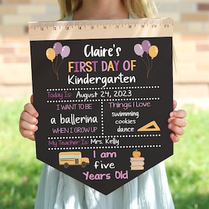 First Day of School Sign, Back to School Chalkboard, Reusable 1st Day Board, Last Day, Kindergarten, First Grade, Preschool, Ruler, BloomOwl
