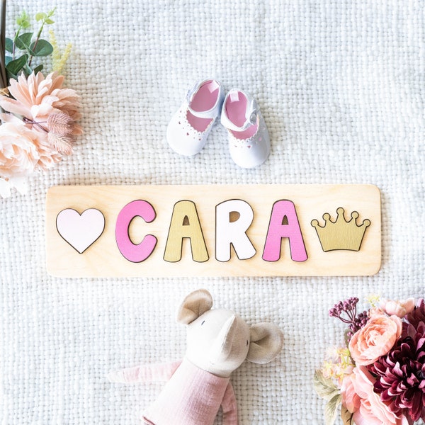 Wood Name Puzzle, Personalized Easter Gifts for Girl, Valentines Day Gift, Wooden Toy, First Birthday, New Baby Gift, Baby Name Puzzle