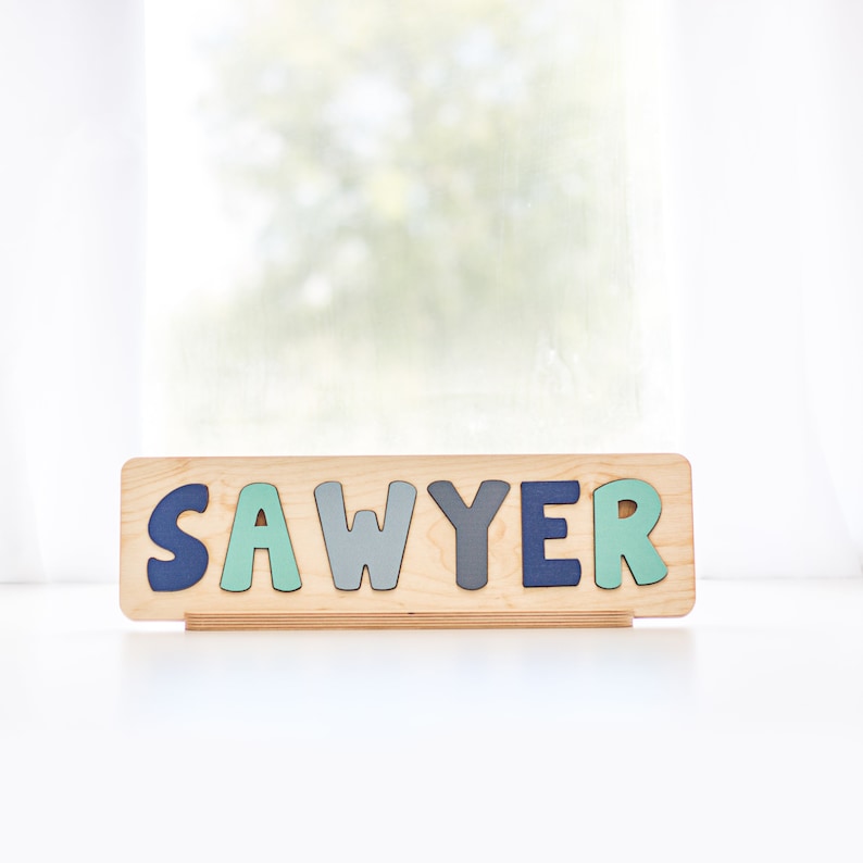 Wooden Name Puzzle, Easter Gift for Kids, Name Puzzles for Toddlers, Montessori, First Birthday, Baby Shower Gift, Custom Name Puzzle image 6