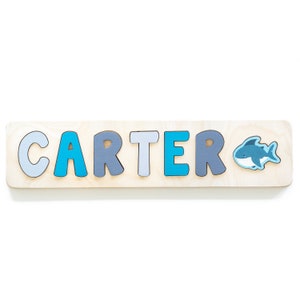 Shark Name Puzzle, Easter Gifts, First Birthday Gift, Baby Shark Puzzle, Wooden Toys, Personalized Gift, Baby Name Puzzle