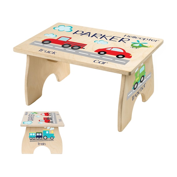 TRUCK FURNITURE CHILD STOOL ① Toddler Step Stool, Truck Step Stool for Kids, Personalized