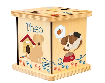 Dog Piggy Bank, Wooden Piggy Bank, Personalized Coin Bank, Educational Toy, Room Decor, Christmas Gift for Kids, Dog Lover