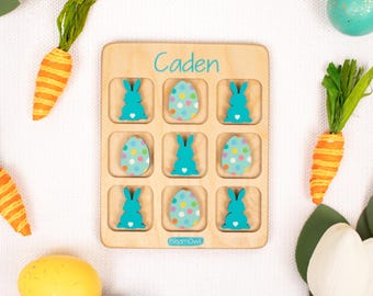 Easter Tic Tac Toe, Basket Fillers, Easter Gift for Kids, Basket Stuffers, Wooden Kids Game, Personalized Gift, Bunny, For Girls, For Boys
