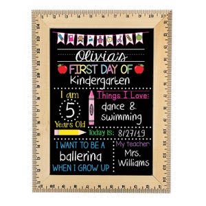 First Day of School Sign, First Day of Kindergarten Sign, 1st Day of Preschool, Back to School Chalkboard, Reusable, First and Last Day Sign image 5