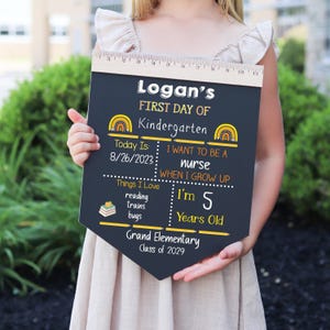 First Day of School Sign, Back to School Chalkboard, Reusable 1st Day Board, Last Day, Kindergarten, First Grade, Preschool, Ruler, BloomOwl