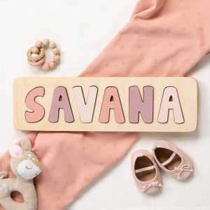 Wooden Name Puzzle, Valentine's Day Gift, Easter Gift, Personalized Gift for Girls, New Baby Gift, First Birthday, Custom Name Puzzle image 2