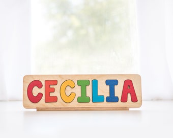 Puzzle de nom personnalisé pour les enfants, cadeaux de Pâques, puzzle de nom en bois, cadeau personnalisé pour bébé, puzzle pour tout-petits, jouets Montessori en bois.