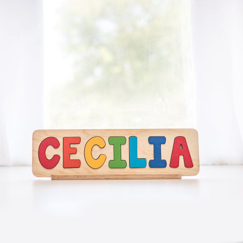 Custom Name Puzzle For Kids, Easter Gifts, Wooden Name Puzzle, Personalized Gift for Baby, Toddler Puzzle, Wooden Montessori Toys. immagine 1